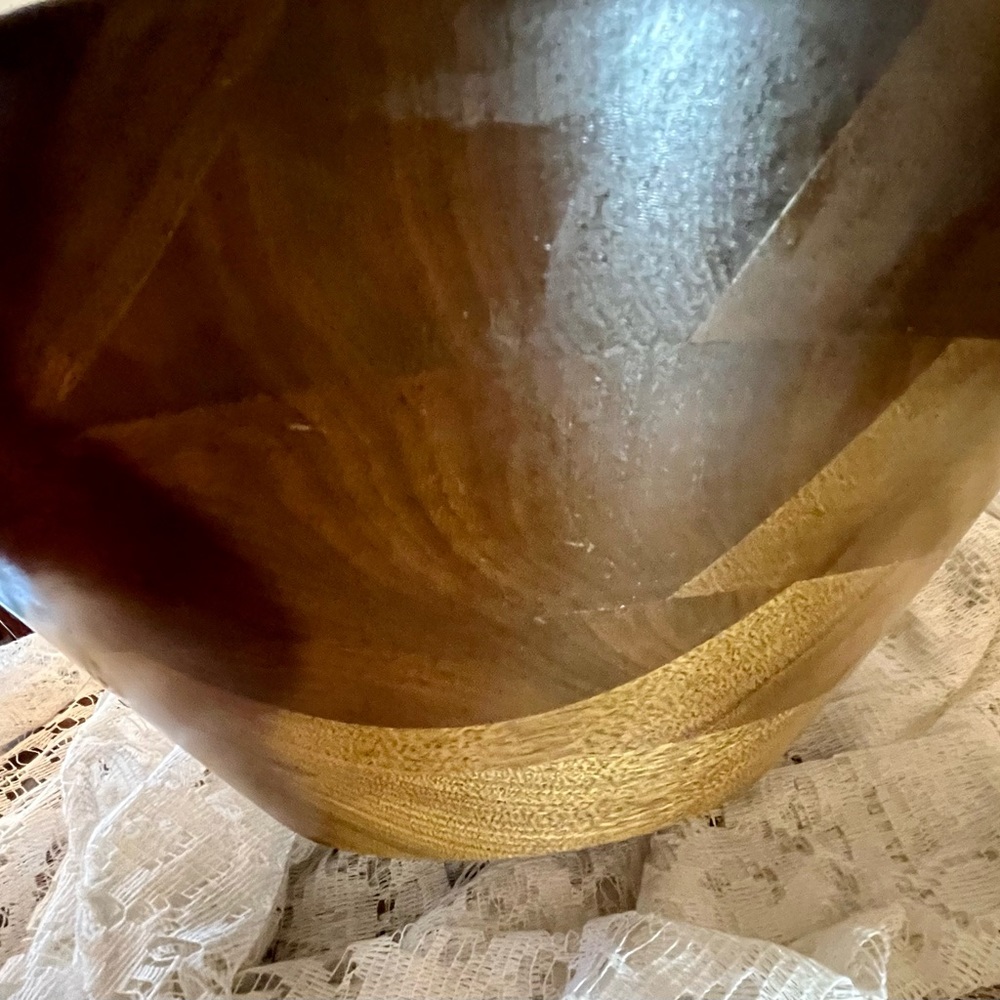 Vintage Decorative Walnut Salad Bowl Mid Century Modern - Picture 2 of 10